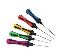 Whychstore Juego de agujas de pesca de carpa de acero de alto carbono, 5 piezas, herramientas de taladro para pellets, carne, cebo, maíz, morado, verde, amarillo, rojo y azul