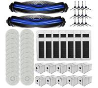Whychstore Kit de piezas de repuesto para Ecovacs DEEBOT N30 Omni/N30 Pro Omni, incluye cepillo de rodillo, cepillos laterales, paños de fregona, filtros bolsas, accesorios de fácil instalación para
