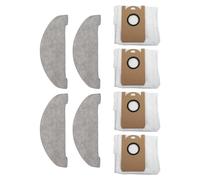 Whychstore Kit de trapeador y bolsas de polvo, compatible con aspiradora robot Vexilar W11/W7, paquete de 4 trapeadores de microfibra y 4 bolsas para pelo de mascotas