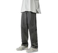 Whychstore Pantalones de mezclilla holgados de pierna ancha para hombre, estilo hip-hop, pantalones de skater para Y2K, estilo vintage, estilo casual, a la moda, color azul, talla M-2XL