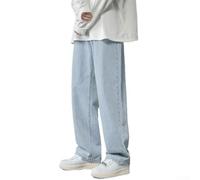 Whychstore Pantalones de mezclilla holgados de pierna ancha para hombre, estilo hip-hop, pantalones de skater para Y2K, estilo vintage, estilo casual, a la moda, color azul, talla M-2XL
