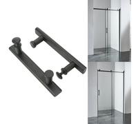 Whychstore Tirador de puerta de ducha de acero inoxidable con acabado cromado, distancia entre agujeros de 145 mm, para vidrio de más de 6 mm de grosor