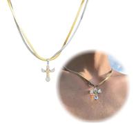 WHYCNJL 1 Pieza Cruz Collar Colgante Ángel de la Guarda Alas Collar Poder Colgante Collar Joyería Religiosa Regalo para Hombres Mujeres