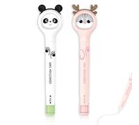 WHYCNJL 2 Piezas Cinta Correctora en Forma de Bolígrafo, Rodillo Corrector Kawaii de 6M x 5MM, Portapapeles, Correcciones, Bricolaje y álbum de Recortes, Gatito y Panda