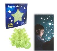 WHYCNJL 201 Piezas Estrellas Fluorescentes para Techo Pegatinas Infantiles Infantiles Estrellas Pegatinas de Pared Plástico Estrellas Fluorescentes con Luna Estrellas Habitación Niños