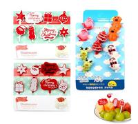 WHYCNJL 26 Piezas Finger Food Kids Elementos de Navideño Bento Frutas Tenedores Palillos Comida Niños Cake Picks Accesorios Pinchos Dulces Adultos Postre Fruta Niños Navideño Party