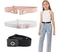 WHYCNJL 3 Piezas Cinturón para Niños completamente Ajustable. Con Gancho Ajustable y Material Elastizado Invisibles Estiramiento Cinturón Stretch Ajustable Belt para Niñas