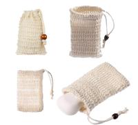 WHYCNJL 3 Piezas Scatoline Soap Pouches Organic Soap Pouch Natural Sisal Espuma y Secado Jabón Exfoliante Masaje Algodón Lino Espuma Bolsa de Red
