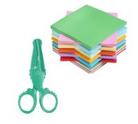 WHYCNJL Juego de Tijeras Niños con 1 Par de Tijeras para Niños y 100 Hojas Papel de Colores Tijeras de Seguridad Tijeras de Plástico de Entrenamiento para Niños Cocodrilo