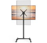 WHYFONE Soporte de TV móvil con Ruedas para televisores y monitores de 17 a 50 Pulgadas, Horizontal a Vertical, Altura Ajustable, Soporte de TV portátil con Ruedas MAX VESA 300 x 300 mm hasta 30 kg