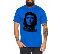 WhyKiki Che Guevara Camiseta de Hombre Cuba Comandante, Farbe2:Azul;Größe2:XL