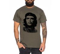 WhyKiki Che Guevara Camiseta de Hombre Cuba Comandante, Farbe2:Khaki;Größe2:L