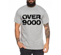 WhyKiki Over 9000 Camiseta de Hombre One Goku Dragon Master Son Ball Vegeta Turtle Roshi Piece Golds Db, Farbe2:Marengo Mezclado;Größe2:3XL