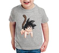 WhyKiki Son Baby Camiseta para Niños T-Shirt Goku Dragon Master Ball Vegeta Turtle Roshi Db, Farbe2:Marengo Mezclado;Kinder T-Shirt Größe:134/146