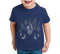 WhyKiki Super Son Scream Camiseta para Niños T-Shirt Goku Dragon Master Ball Vegeta Turtle Roshi Db, Farbe2:Azul Oscuro;Kinder T-Shirt Größe:98/104
