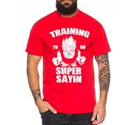 WhyKiki Training to go Super Saiyan Camiseta de Hombre One Goku Dragon Master Son Ball Vegeta Turtle Roshi Piece Golds Db, Farbe2:Rojo;Größe2:L