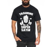 WhyKiki Training to go Super Saiyan Camiseta de Hombre One Goku Dragon Master Son Ball Vegeta Turtle Roshi Piece Golds Db, Farbe2:Negro;Größe2:L
