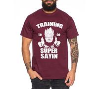 WhyKiki Training to go Super Saiyan Camiseta de Hombre One Goku Dragon Master Son Ball Vegeta Turtle Roshi Piece Golds Db, Farbe2:Weinrot;Größe2:M