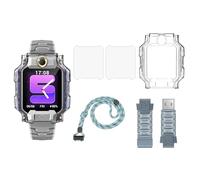 WHYNOTRY Juego 4 en 1 compatible con imoo Watch, funda protectora de teléfono, protector de pantalla, correa de silicona y cordón, protege el reloj y accesorios de tus hijos (X10-gris)