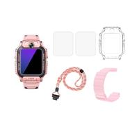 WHYNOTRY Juego 4 en 1 compatible con imoo Watch, funda protectora de teléfono, protector de pantalla, correa de silicona y cordón, protege el reloj y accesorios de tus hijos (Z7-rosa)