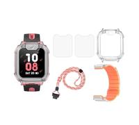 WHYNOTRY Juego 4 en 1 compatible con imoo Watch, funda protectora de teléfono, protector de pantalla, correa de silicona y cordón, protege el reloj y accesorios de tus hijos (Z1-rosa)
