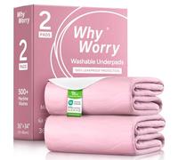 WhyWorry Empapadores Cama Adultos Lavables 86 x 91 cm para Incontinencia, Protector Cama Impermeable Reutilizable Absorbente, Salvacamas Impermeable, 4 Capas de Protección, Oeko-Tex, Rosa, 2 Unidades