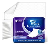 WhyWorry NightShield - Travesaños de cama para personas mayores, 76 x 90 cm, protector de cama para incontinencia adultos, absorbentes desechables salvamanteles, impermeables y antiolores, para mujer