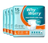 WhyWorry Pañales Adultos con Máxima Absorción, Bragas Absorbentes Desechables para Incontinencia Severa, Mujeres y Hombres, Antiolor, Unisex, Talla L, 60 Unidades (4 Paquetes de 15)