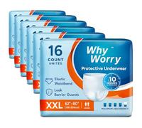 WhyWorry Pañales para Adultos con Incontinencia, Bragas Absorbentes Desechables para Hombres y Mujeres, Ropa Interior con Máxima Absorción, Antiolor, Unisex, Talla XXL, 96 Unidades (6 Paquetes de 16)