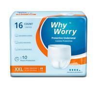 WhyWorry Pañales para Adultos con Incontinencia, Bragas Absorbentes Desechables para Hombres y Mujeres, Ropa Interior con Máxima Absorción para Ancianos, Antiolor, Unisex, Talla XXL, 16 Unidades