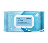 WhyWorry XL Papel Higiénico Húmedo Desechable con Manzanilla y Vitamina E por WC, Extra Grandes 20x25 cm Toallitas Húmedas para Limpieza Íntima, Biodegradable y Sin Plástico, Mar, 48 Unidades