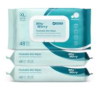 WhyWorry XL Papel Higiénico Húmedo Desechable con Manzanilla y Vitamina E por WC, Extra Grandes 20x25 cm Toallitas Húmedas para Limpieza Íntima, Biodegradable y Sin Plástico, sin Perfume, 144 Unidades
