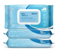 WhyWorry XL Papel Higiénico Húmedo Desechable con Manzanilla y Vitamina E por WC, Extra Grandes 20x25 cm Toallitas Húmedas para Limpieza Íntima, Biodegradable y Sin Plástico, Mar, 144 Unidades