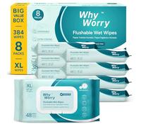 WhyWorry XL Papel Higiénico Húmedo Desechable con Manzanilla y Vitamina E por WC, Extra Grandes 20x25 cm Toallitas Húmedas para Limpieza Íntima, Biodegradable y Sin Plástico, sin Perfume, 384 Unidades