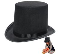 Whyzsjnclg Gombado de copa negro, sombrero de copa para niños 4 alto tela negra mago divertido para el disfraz de mago para Halloween, espectáculo, cosplay