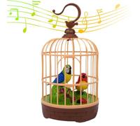 Whyzsjnclg Juguetes para pájaros para niños Que cantan y se mueven realistas para el Escritorio de la habitación, pájaro Que Habla con luz en Jaula, diversión activada por Voz