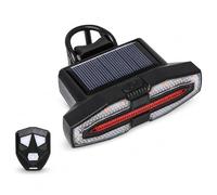 Whyzsjnclg Luz Trasera de Bicicleta, 5 Modos de señales de para Bicicleta eléctrica con bocina de 120db, luz Trasera para eléctrica Recargable por USB/Solar con Control Remoto, Negra,