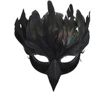 Whyzsjnclg Máscara de cuervo, máscara de cuervo 6.3x11.8in Half-Face Masquerada Bird Bird Raven Cosplay Accesorio para Halloween Mardi Gras Party