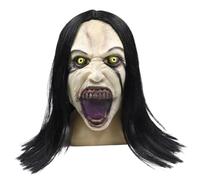 Whyzsjnclg Máscara de Halloween Mujer Llorando Horror Zombie Máscara con Pelucas Cabeza Completa para Fiesta de Disfraces de Halloween Accesorios de Cosplay, Scary Evil Creepy Women Ghost Latex