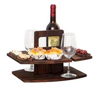Whyzsjnclg Mesa de Picnic portátil Mesa de Picnic de Madera Vino Desmontable con 2 Soportes para Vasos y Bandeja para refrigerios, Vino con asa para Fiesta, Estilo 2, portátil