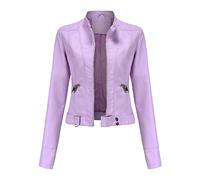 WHZXYDN Chaqueta Corta De Cuero Nueva para Mujer Chaqueta De Cuello Alto De Primavera Y OtoñO Talla Europea