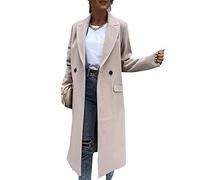 WHZXYDN Chaqueta De Lana con Cuello De Traje Largo De Otoño E Invierno, Chaqueta De Mujer Gruesa Y Cálida, Talla L, Color Crema