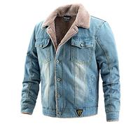 WHZXYDN Chaqueta Vaquera para Hombre, Más Acolchada De Terciopelo, Informal