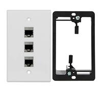 Wi4You Placa de pared Ethernet de 3 puertos Keystone con soporte de montaje de bajo voltaje, conector Keystone Cat6A totalmente blindado utilizado para cable Ethernet Cat5, Cat5e, Cat6, Cat6A (3