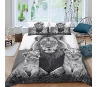 WIASVZMCI Black and White Wildlife Funda Edredon 3 Piezas Diseño 3D con Cremallera Black and Blanco Wildlife Funda de Edredón Incluye Funda de Almohada Suave for Adolescentes Super King（260x220cm）