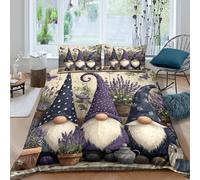 WIASVZMCI Whimsical GNOME Funda Edredon Microfibra Suave Juego de 3 Piezas Estampado 3D Whimsical GNOME Funda de Edredón con Funda de Almohada Lavables Suave for Adolescentes Super King（260x220cm）