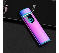 Wiber - Mechero electrónico recargable por USB, resistente al viento, sin llama, con sensor LED de huellas dactilares, encendido por dos caras, arco iris