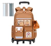 Wiboie Mochila con ruedas con patrón Capybara, carrito de altura ajustable, de viaje de gran capacidad para niños, escuela, escuela vocacional, universidad, multicolor, Two rounds, Unisex