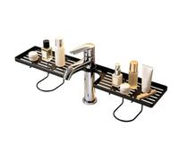 Wiboie - Soporte de esponja para fregadero de cocina, escurridor portátil, sin taladro, con bandeja escurridor, soporte para grifo de cocina, para cosméticos, almacenamiento en casa, cuarto de baño