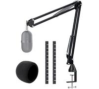 WIBOND Razer Seiren Mini brazo de brazo con cubierta de espuma para micrófono, soporte de micrófono de suspensión de micrófono y parabrisas con 2 fundas de cable compatibles con Razer Seiren Mini